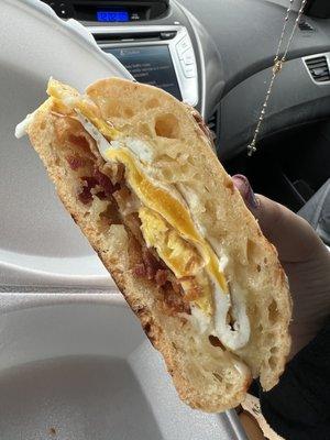 Bacon Egg and cheese breakfast sandwich