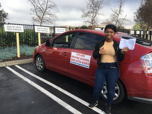 Congratulations Ashlei ! Fantastic job on passing your driving test. Thank you for choosing Upland Driving School.