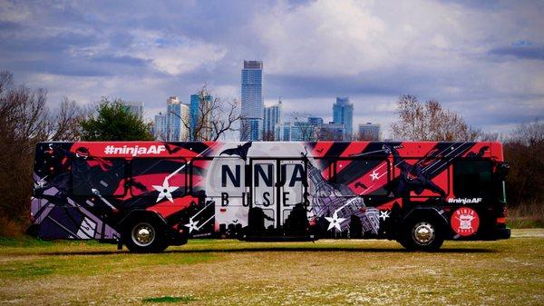 The Ninja Bachelor (30 Passenger Limo-style) Austin Party Bus). A night club on wheels!