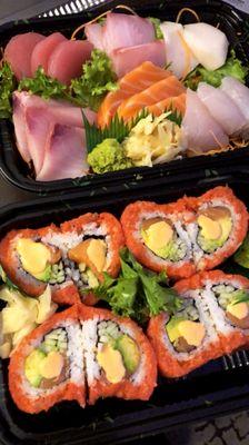 18 Piece Sashimi Dinner Deluxe & Sweet Heart Roll