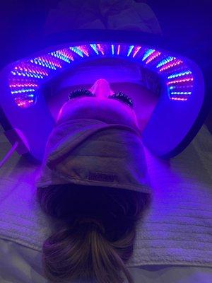 Blue light wavelength is good for killing acne causing bacteria on the skin.