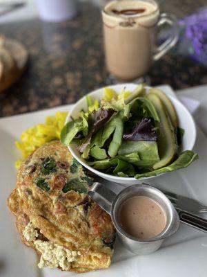 Yummy Greek omelette & a mocha