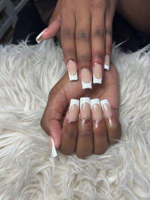 French tip nails.