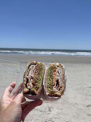 California -- Turkey, bacon, sprouts, avocado, and tomato, on multigrain bread