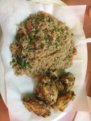 Honey mustard wings and fried rice