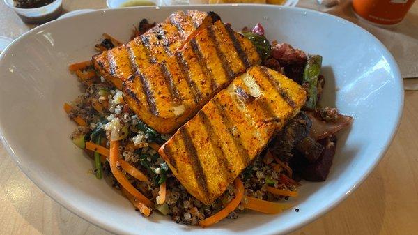 Vegan Vegetable bowl with added tofu - so good!    (Seasonal Roasted Vegetable Bowl)