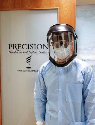 Dr. Justin Zalewsky wearing his PPE gear.