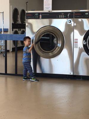 My son was having a great time all over the place while I was waiting for my laundry.