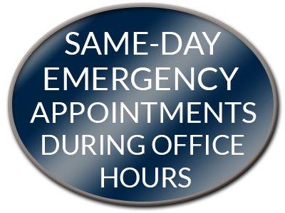 Same day emergency appointments available.