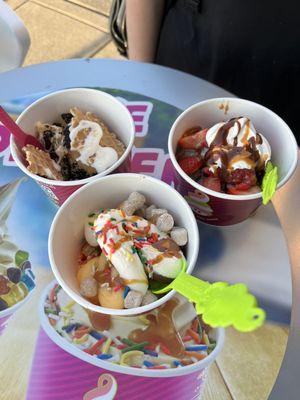 Assortment of custom froyo cups, pay by weight