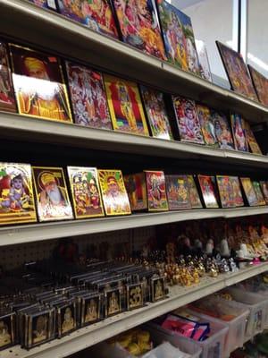 Lots of Hindu gods and goddesses at the India bazaar