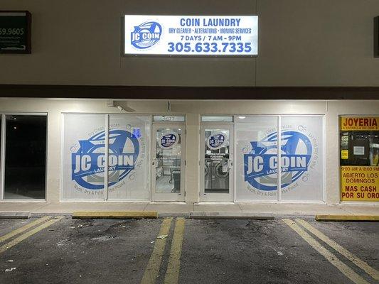 Store front at night