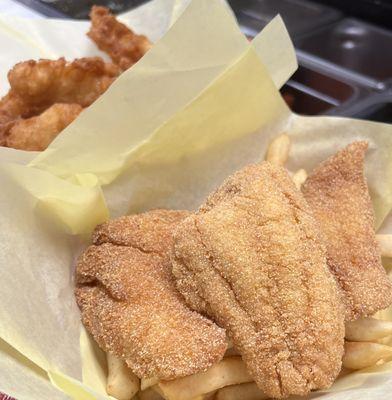 Fried Catfish rolled in seasoned yellow corn meal! We do it the best, forget the rest!