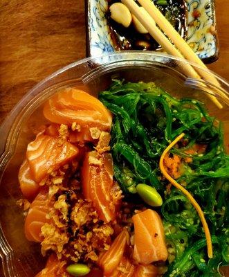 Salmon Poké bowl, seaweed salad 2/18/2022