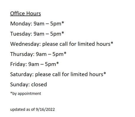 Updated office hours