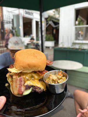 Oh Boy burger n side of Hank's Hot Peppers/Giardiniera