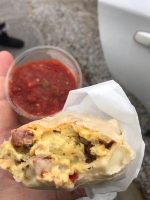 BREAKFAST BURRITO! Salsa was a great side for dipping