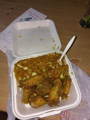 Garlic wings and chicken fried rice