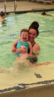 Happy little swimmer and her mama!