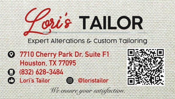 Lori's Tailor virtual business card