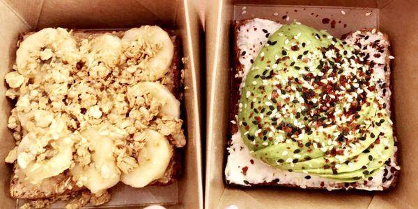 Almond Butter & Avo Toast. Presentation & taste are great... but $14 for two pieces of toast?! no thanks..