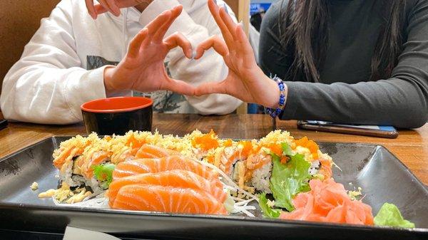 Naked Double Salmon Roll ($13.99) + Salmon Sashimi ($5.50 for 2pcs)