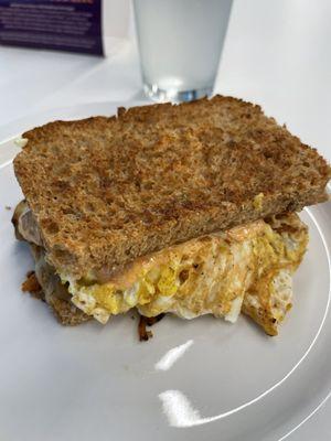 Breakfast sandwich with turkey sausage