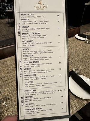 Food menu