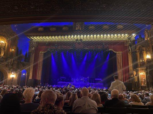 View of the stage from midway back in the central section around row W.   Great views and sound.