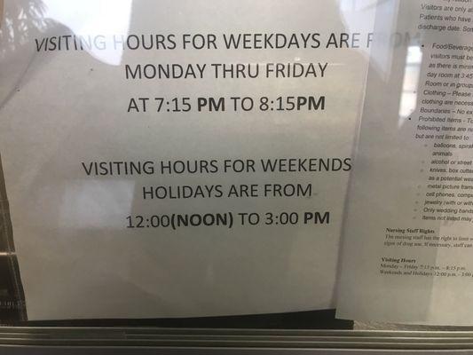 Visiting hours