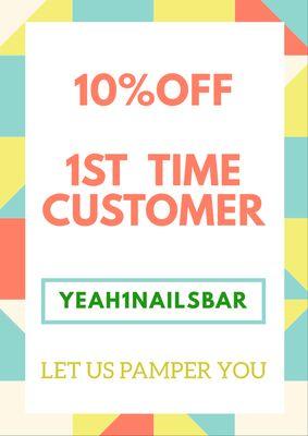 10% OFF 1st time customer