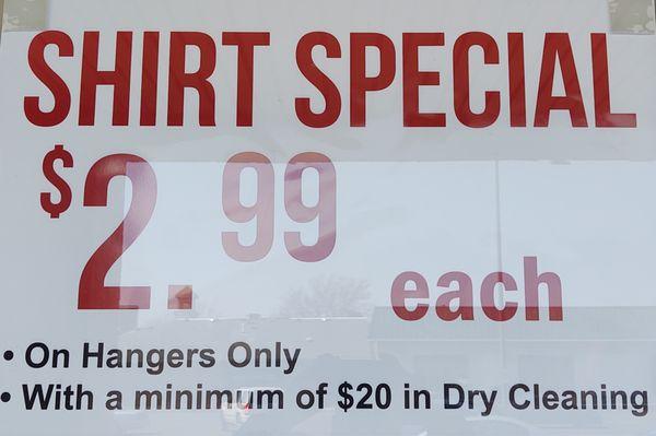 Special shirt discounts.