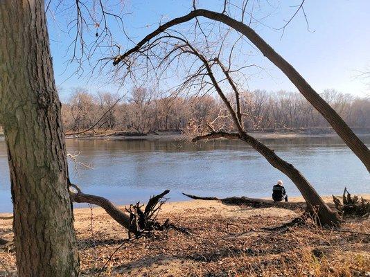 Looking across the river at Pike Island