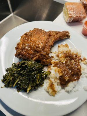 Smoothered Pork Chops come with two Smothered Pork Chops Dinner