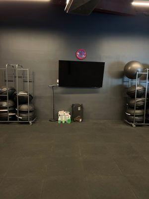 Sanitizing Supplies and Television to do On-Demand (Virtual) workouts