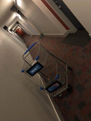 Some residents leave their shopping carts in the hallways.