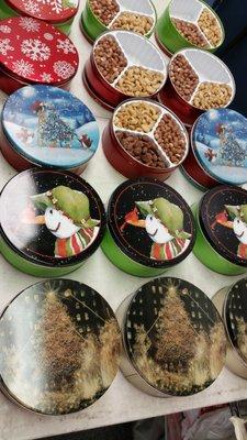 Holiday Tins, filled with your choice of nuts.