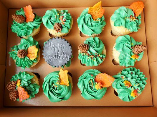 Fall themed cupcakes birthday gift box