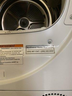 This is not the appliance we asked to fix. Yet they put a sticker without mentioning.