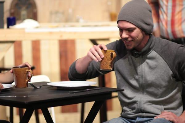 Actors at rehearsal for the Firescape Theatre production of "The Petrified Forest"