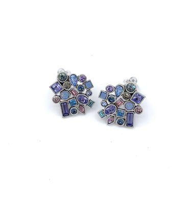 Multi Austrian Crystals Clip Earrings