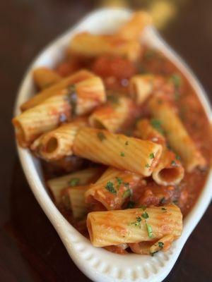 Rigatoni with Fra Diavolo sauce.