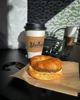 Breakfast sandwich and regular drip coffee