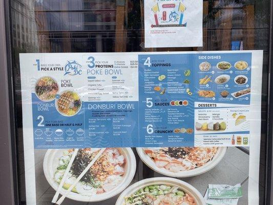 Menu in front of store