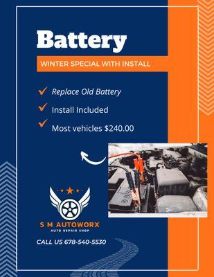 Call us today and ask about our winter battery special. The cold weather can ruin batteries. we are here to help!