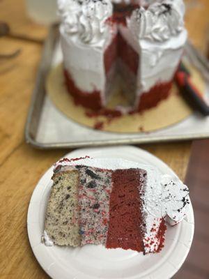 Red Velvet Oreo ice cream cake