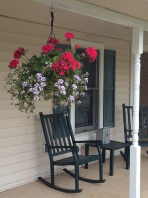 A cozy place on our front porch where you can enjoy our Hometown Hospitality