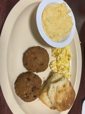 Salmon Croquette and Grits Breakfast Platter!!!! Delicious!!!!