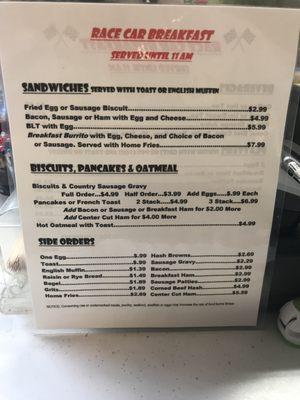 Breakfast menu two