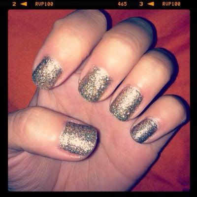 manicure with glitter polish